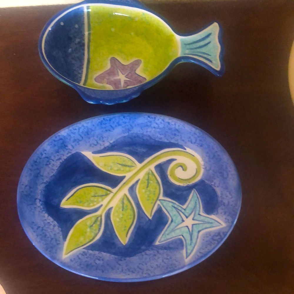 VTG Linen N Things Fish Bowl and Platter